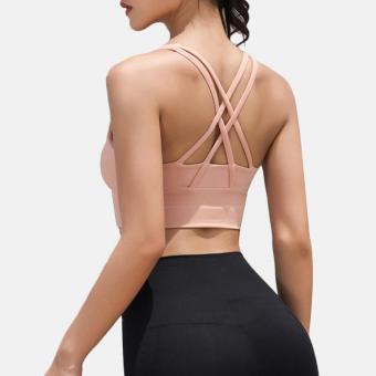 Women pink yoga bra essential plunge workout wears