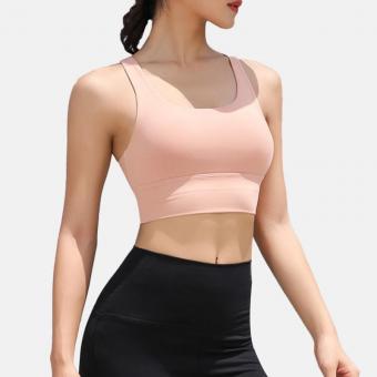 Pink essential plunge yoga bra