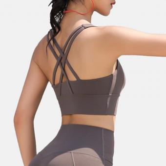 Grey yoga bra breathable